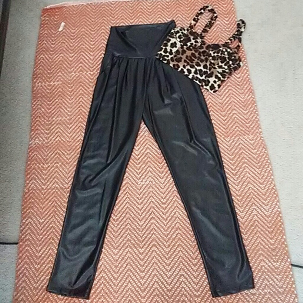 High Waisted Leather MC Hammer Pants